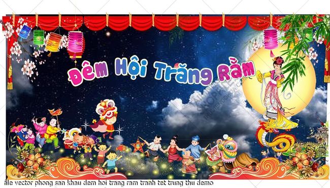 file vector phong san khau dem hoi trang ram tranh tet trung thu